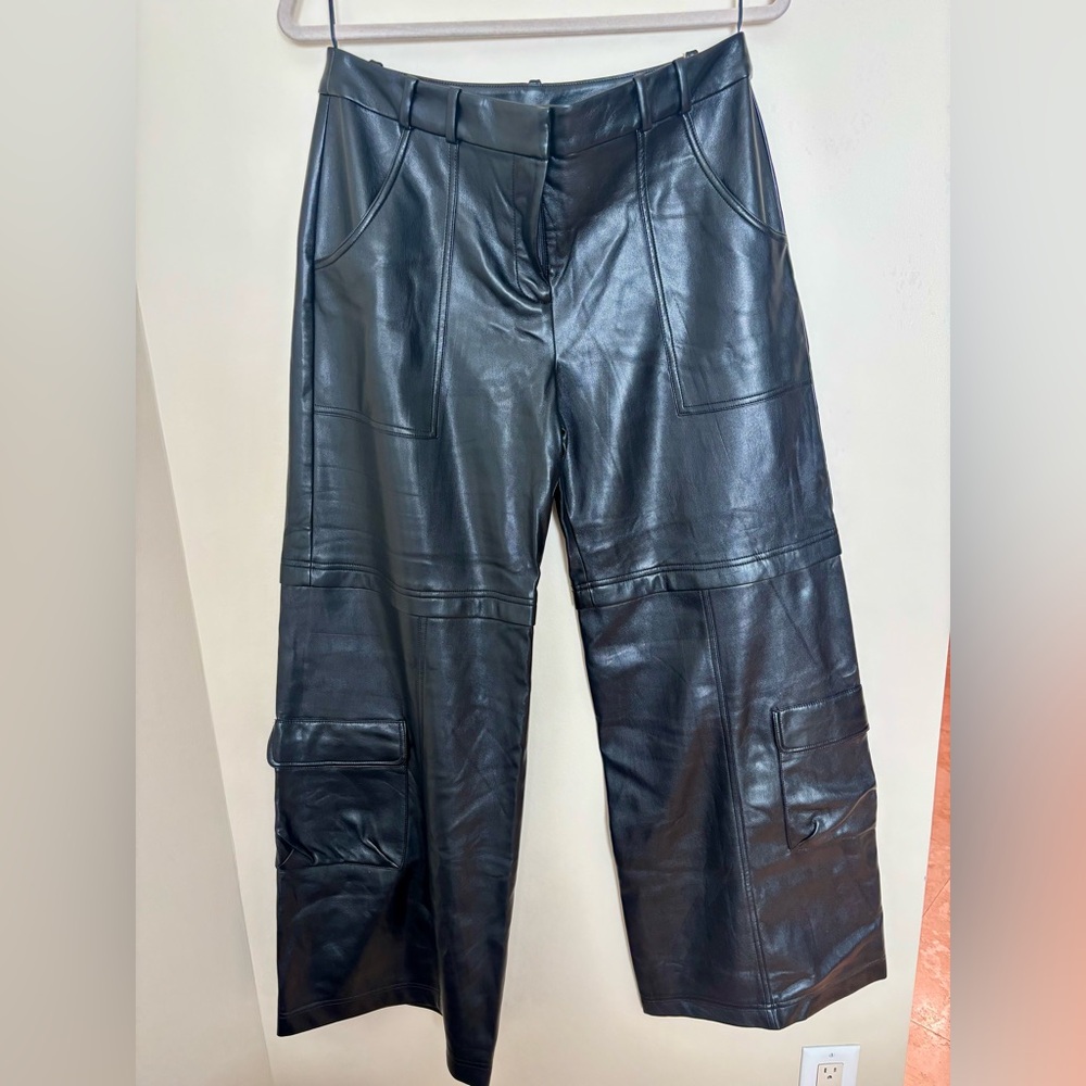 Amanda Uprichard - Lucas Faux Leather Low Rise Cargo Pants - Black Sz M - NWOT - Picture 3 of 6